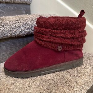 Cozy Burgundy Knit Ankle Boots